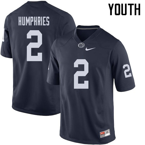 Youth #2 Isaiah Humphries Penn State Nittany Lions College Football Jerseys Sale-Navy